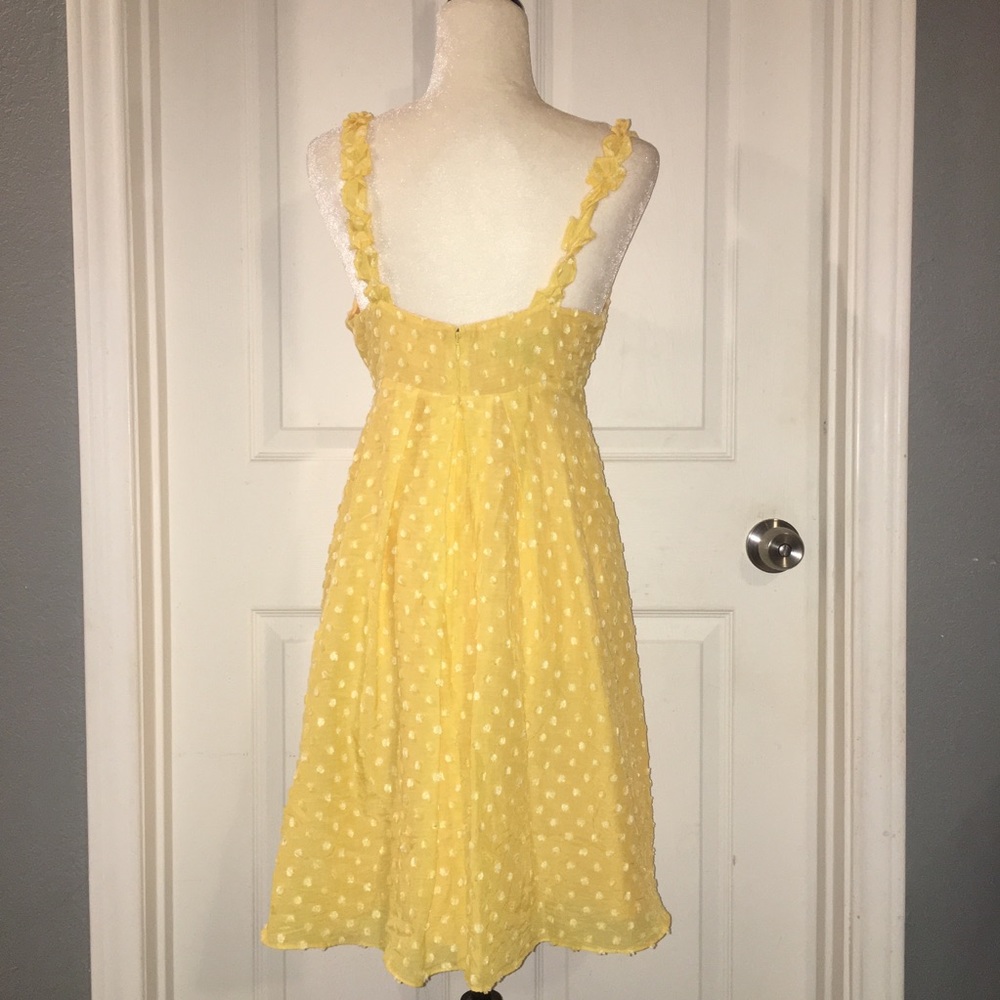 Nine West Yellow Polka Dot Dress Skater Flare Silk - Picture 5 of 5